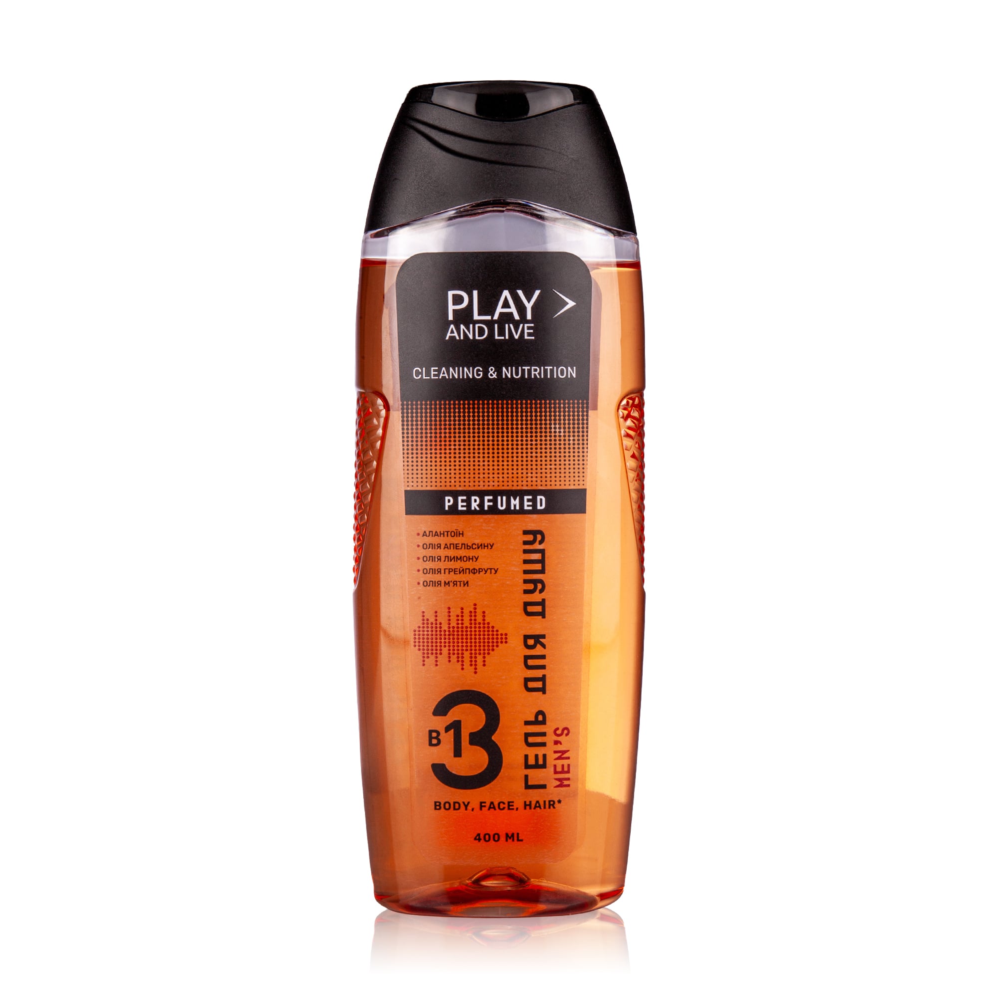 Парфумований гель для душу 3 в 1 Play and Live Cleaning &amp; Nutrition чоловічий, 400 мл